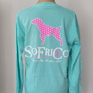 Southern Fried Mint Green Shirt with Dog  Medium -Irregular